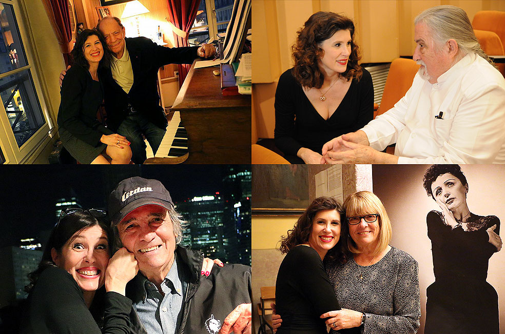 Christelle Loury en compagnie de Charles Dumont (dernier  compositeur d'Edith Piaf), Hugues Vassal (dernier photographe privé d'Edith Piaf), de Marcel Cerdan Junior (fils de Marcel Cerdan) et d'Huguette Cerdan (nièce de Marcel Cerdan)