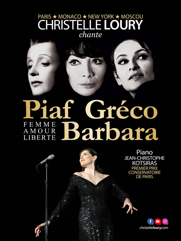 Affiche Piaf Gréco Barbara par Christelle Loury